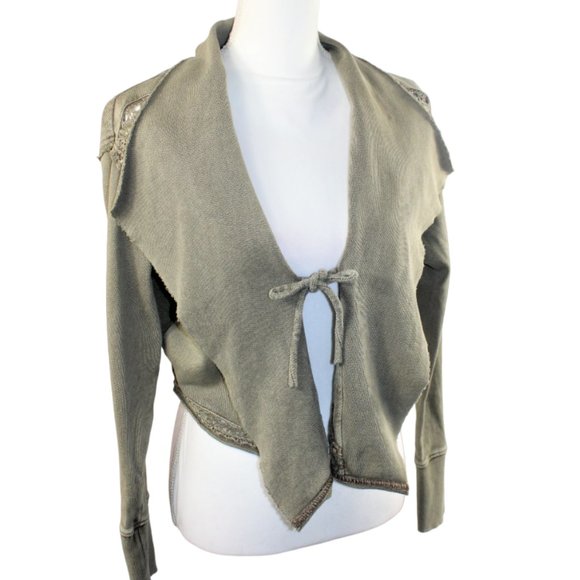 Free People Lost Cause Dolphin Wash Front Tie Cropped Cardigan Size XS - Picture 4 of 9